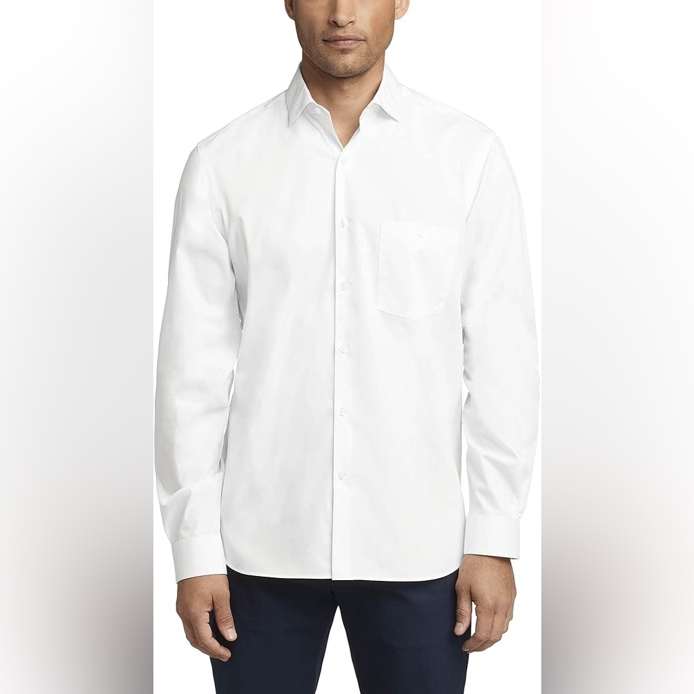 Van Heusen Flex Collar Regular Fit XXL Men's White Dress Shirt 2XL 36/37